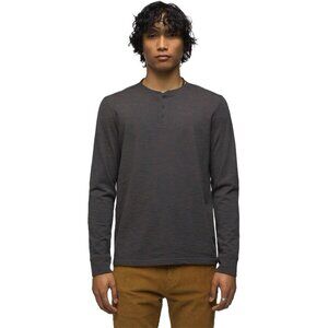 Prana Long Sleeve Henley Shirt (Size XL) Blue Ronnie Jersey Cotton Blend